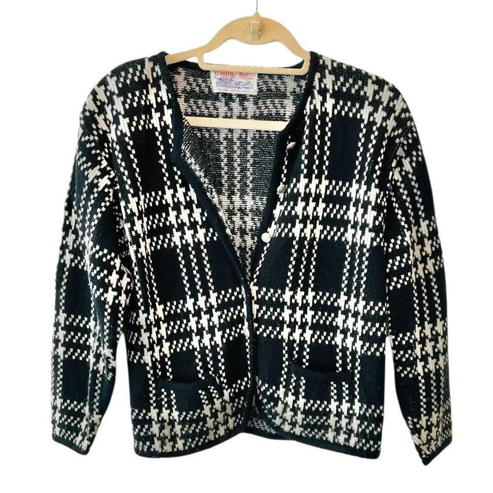Vintage Tally Ho Plaid Button Front Cardigan Sweater Academia Preppy Medium